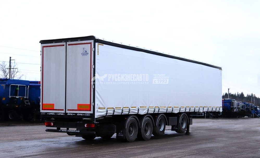ТОНАР Т4-13V (97883) п/п шторный, 4 разнесенные оси, две подьемные, L=13,6 м, V=91,4м3, стаканы — новая техника в лизинг