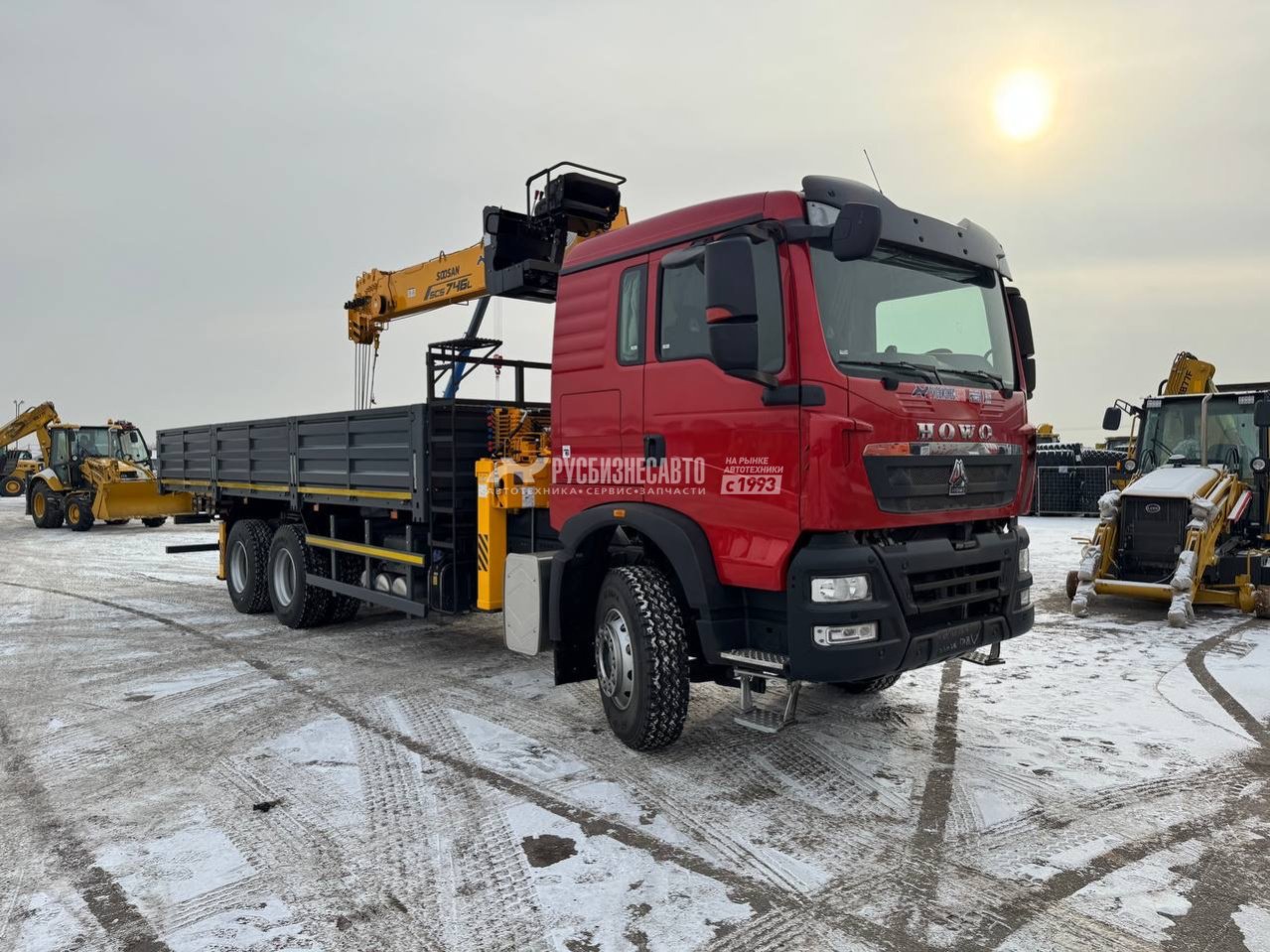 КМУ HOWO T5G (6x4, 400л.с., Евро-5) + SOOSAN SCS746L верх.упр. + борт сталь 8,0м. РМЗ — новая техника в лизинг