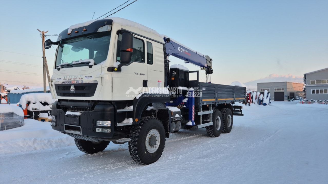 КМУ HOWO T5G (6x6, 400л.с., Евро-5) + ИКРАН (DongYang) RS1966 верх.упр. + борт сталь 6,4м. — новая техника в лизинг