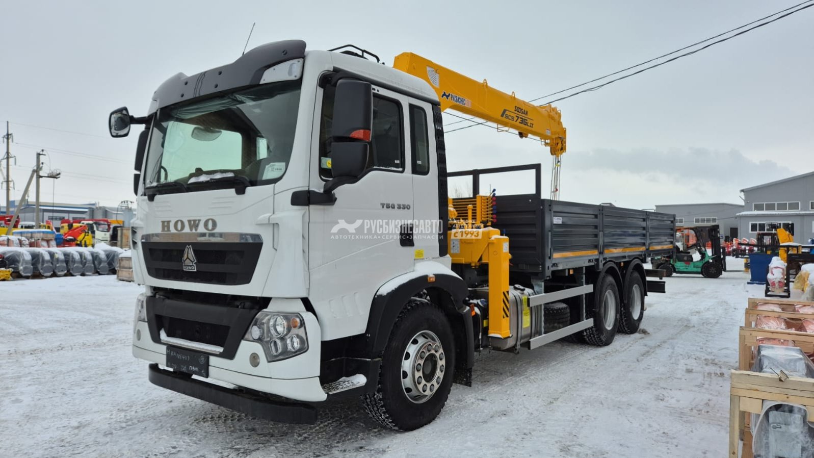 КМУ HOWO T5G (6x4, 330л.с., Евро-5) + SOOSAN SCS736LII верх.упр. + борт сталь 6,6м. СПМ — новая техника в лизинг