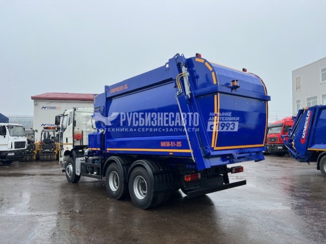 МКМ-51-25 на FAW 3250 (6х4) шасси 3800м, мусоровоз, 25м3, бок. загрузка, МАЯТНИК, унив. захват — новая техника в лизинг