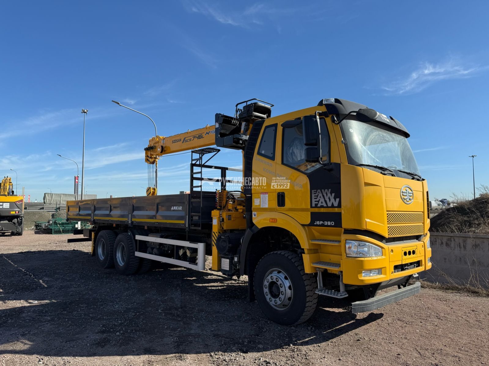 КМУ FAW 3250 (6x4, 390л.с., Евро-5) + SOOSAN SCS746L верх.упр. + борт сталь 8,0м. АМ — новая техника в лизинг