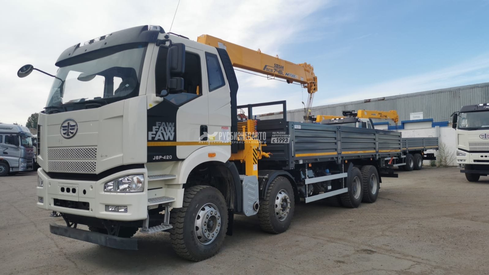 КМУ FAW 3310 (8x4, 420л.с., Евро-5) + SOOSAN SCS746L верх.упр. + борт сталь 8,0м. — новая техника в лизинг