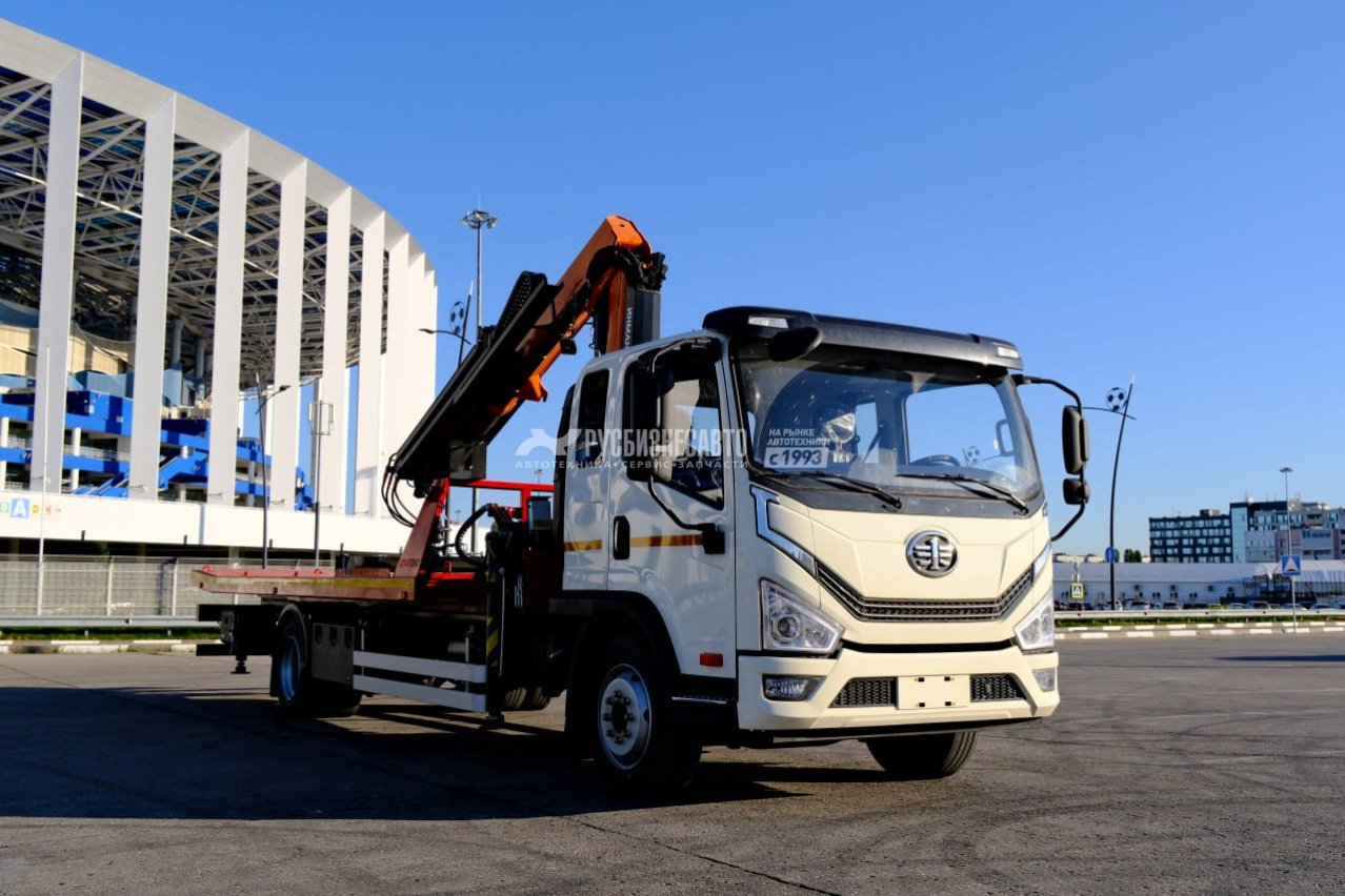 Эвакуатор сдвижной на базе шасси FAW Tiger 6G 12т + КМУ ИНМАН 175Т — новая техника в лизинг