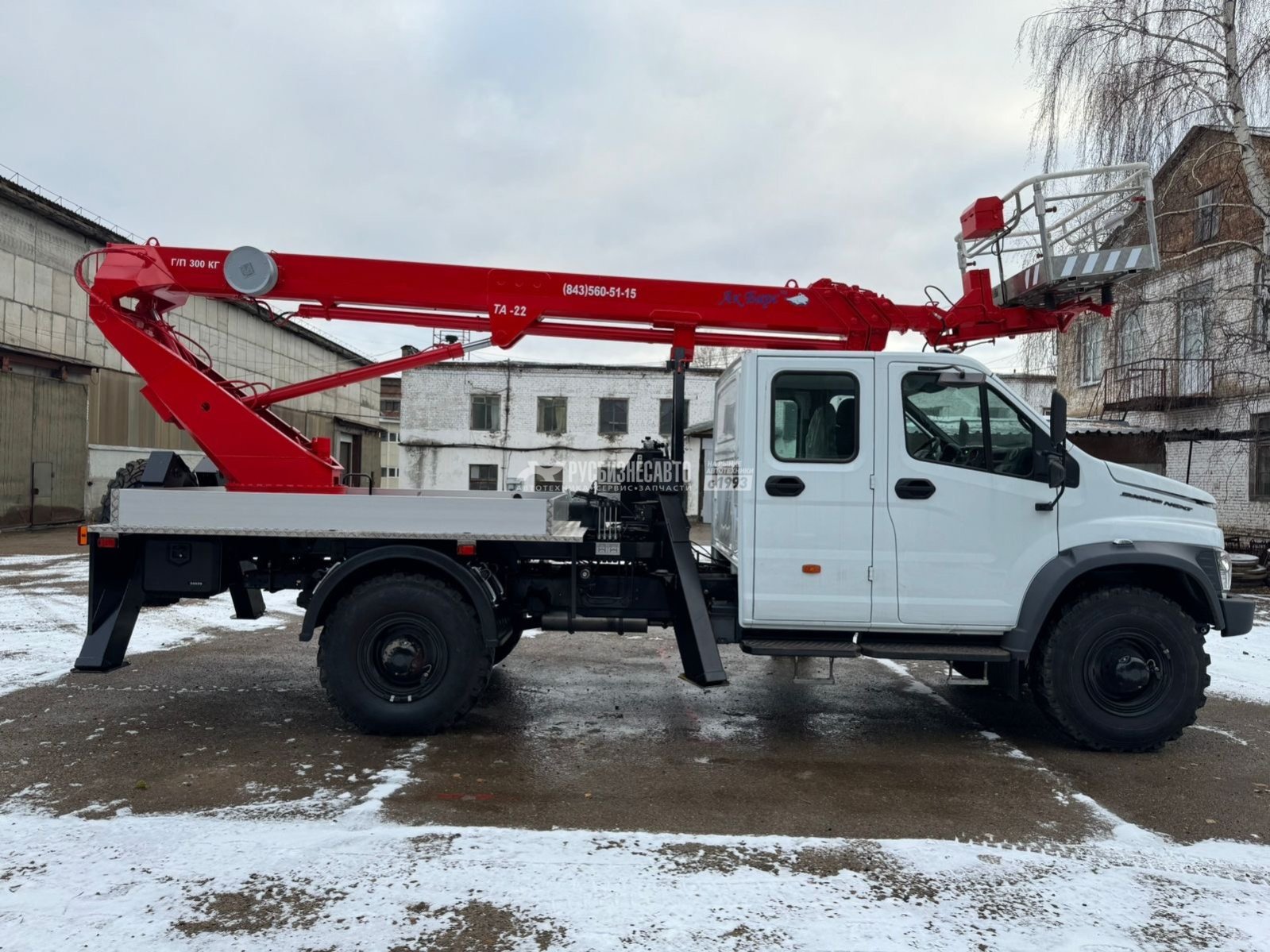 АГП КЭМЗ ТА-22 на шасси ГАЗ-C42A43 (Евро-5, 4х4), двухрядка, стрела вперед, поворотная люлька — новая техника в лизинг