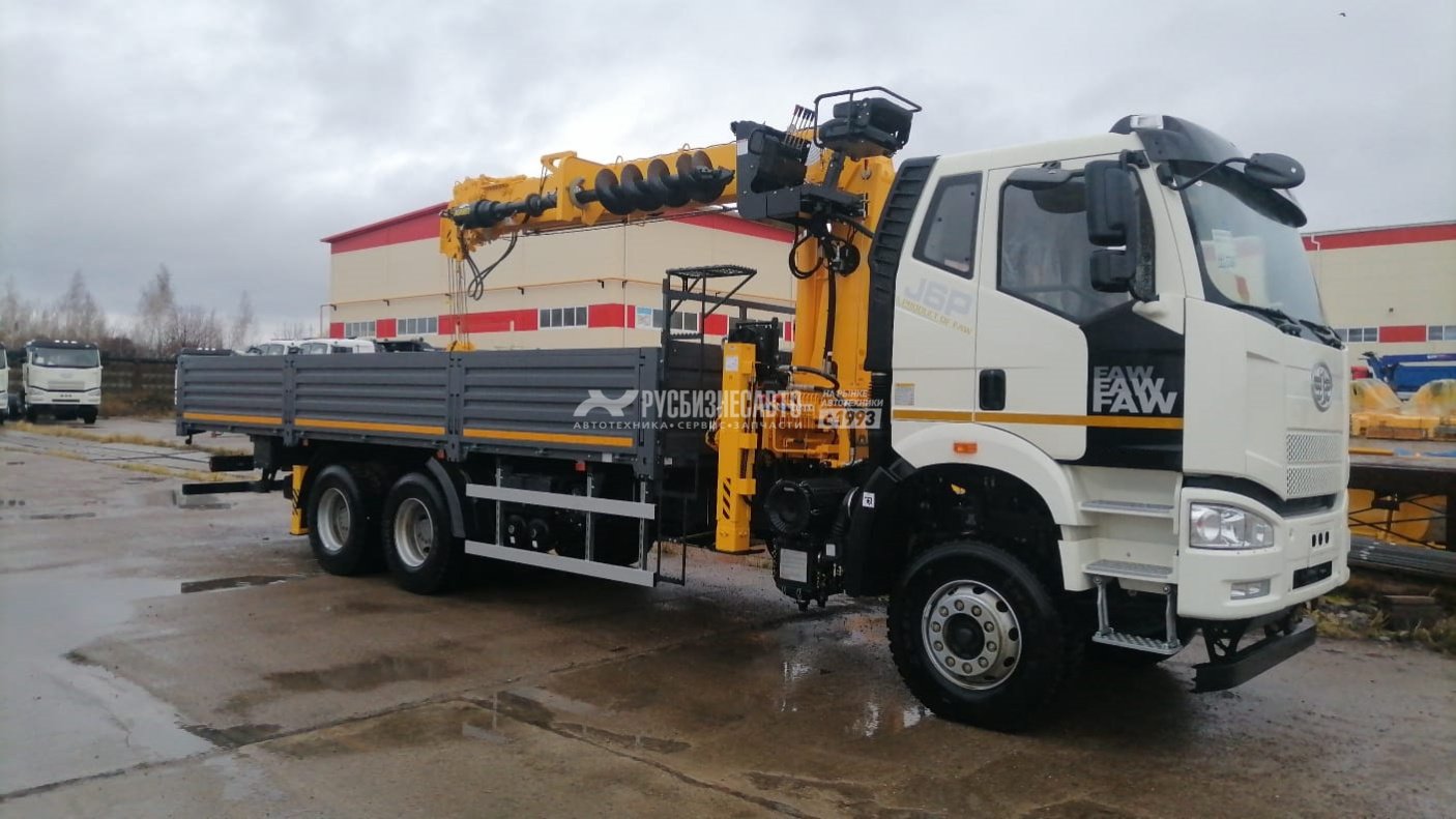 КМУ FAW 3252 (6x6, двускат, Евро-5) + SOOSAN SCS866LS верх.упр. + бур 400мм. + борт сталь 8,0м. СПМ — новая техника в лизинг
