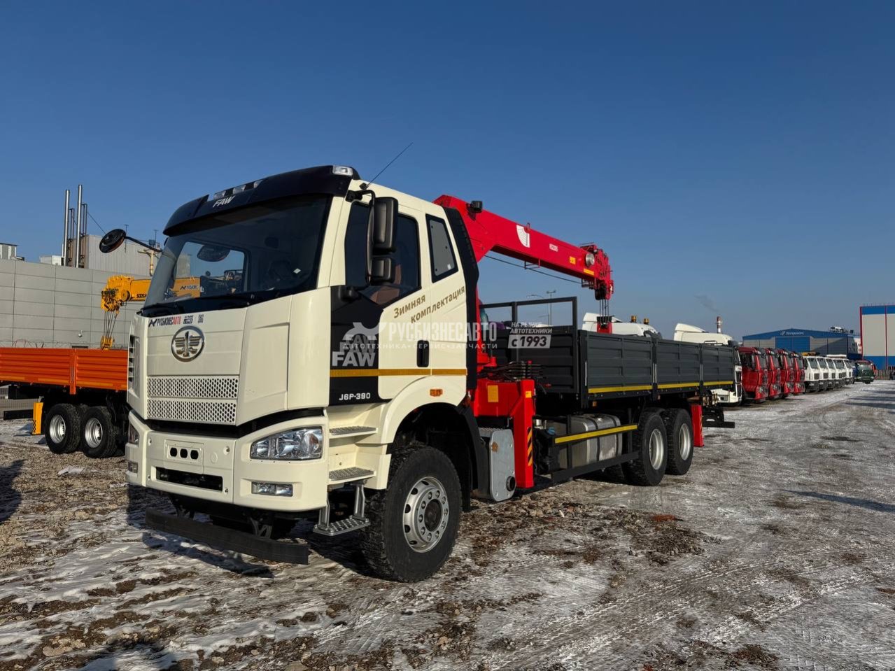 КМУ FAW 3250 (6x4, 390л.с., Евро-5) + HANGLIM KS2305 верх.упр. + борт сталь 7,5м. РМЗ — новая техника в лизинг