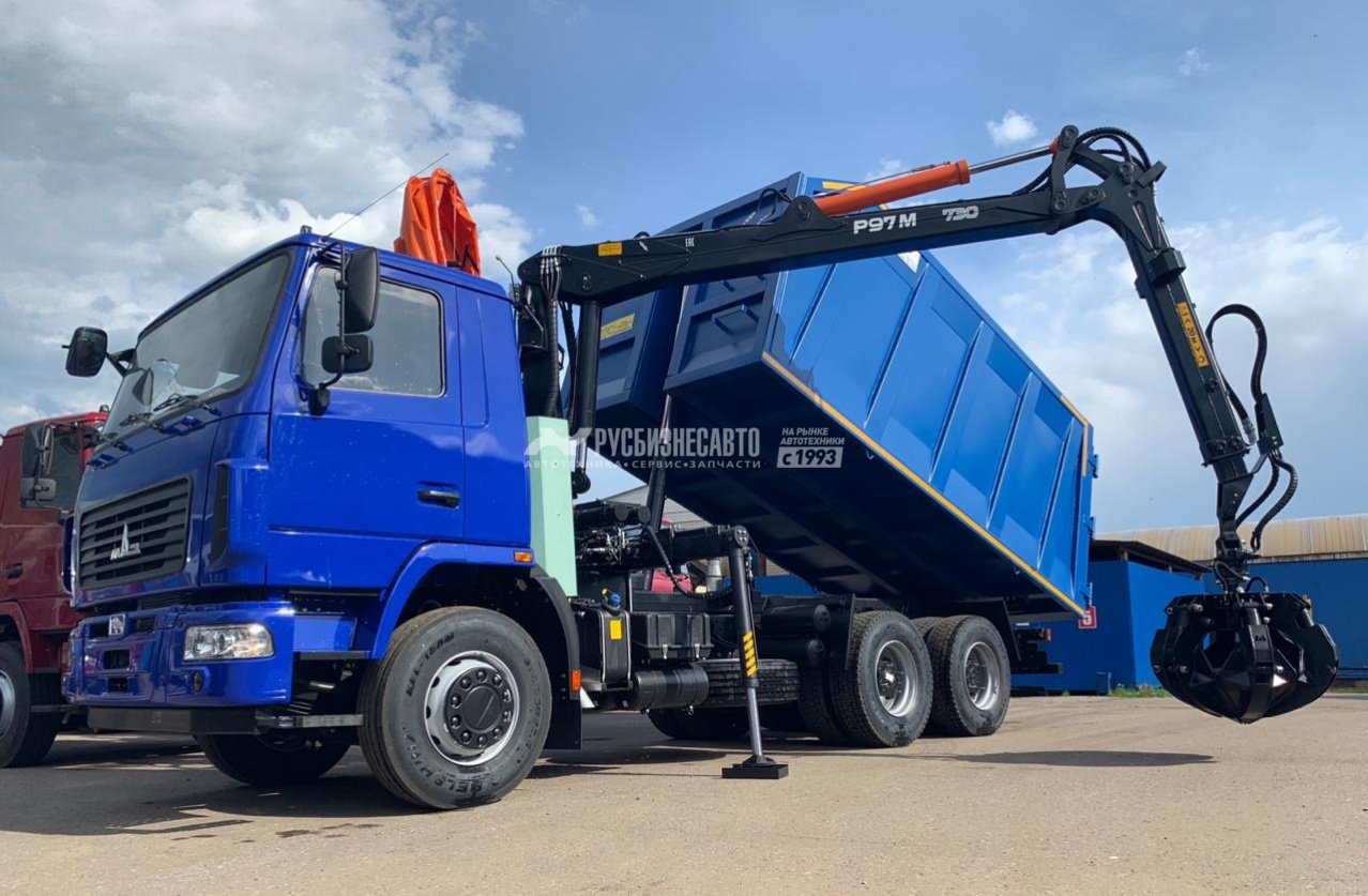 КМУ Ломовоз МАЗ-631226-585-042 (Евро-5), кузов 28 куб., КМУ Р97М, захват ГЛ-6М — новая техника в лизинг