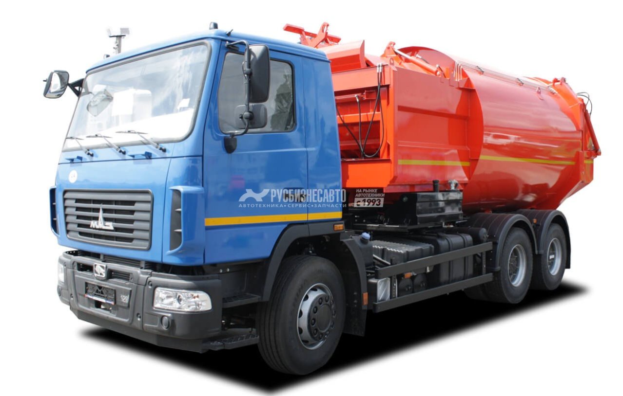 КО-449-35П на шасси МАЗ-631226-585-042 мусоровоз 22м3 бок. загрузкой, универсальный захват — новая техника в лизинг